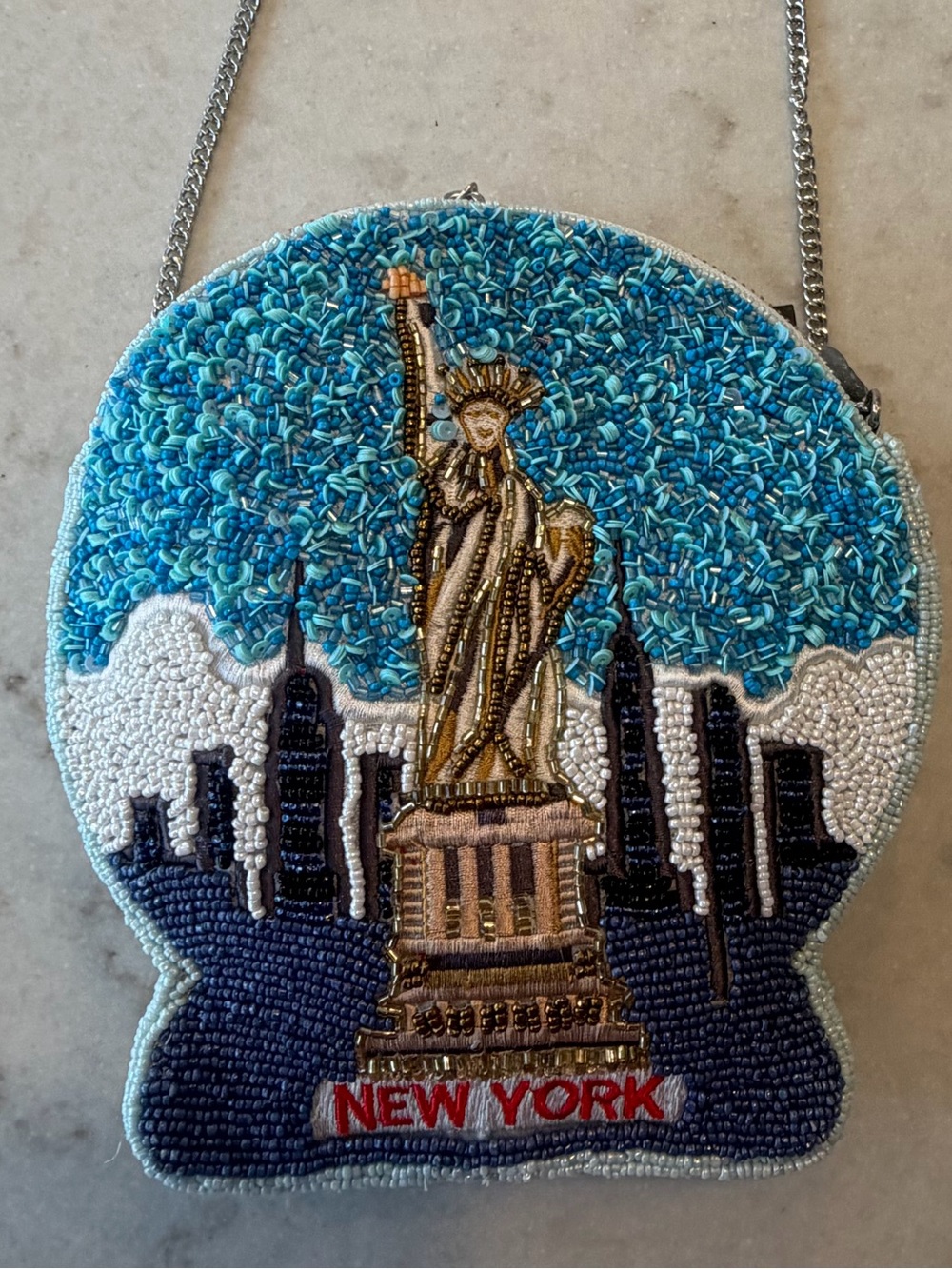 NYC Beaded Statue of Liberty New York Wall Decor - Blue, Gold, ! New!